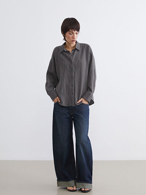 ?izgili Oversize Kad?n G?mlek