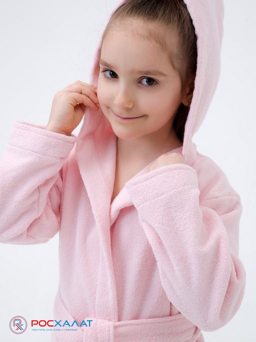 Детский махровый халат с капюшоном розовый МЗ-04 (7)