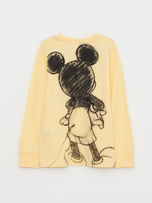 Bisiklet Yaka Mickey Mouse Bask?l? Uzun Kollu Pamuklu Erkek ?ocuk Ti??rt - Waikiki фото 2