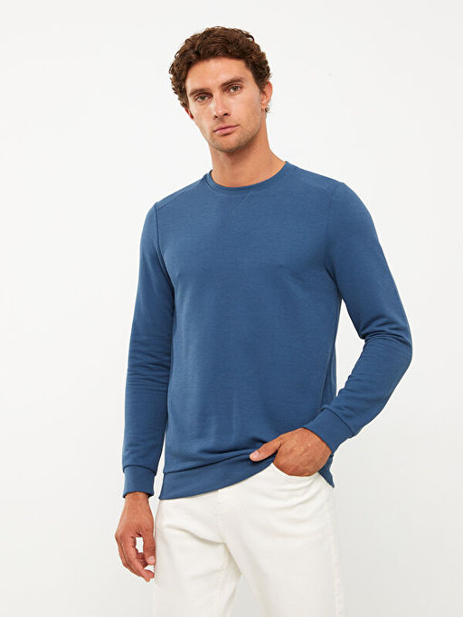 Bisiklet Yaka Uzun Kollu Erkek Sweatshirt