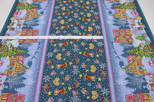 Рогожка Веселый праздник цв.морская волна, ш.1.5м, хлопок-100%, 160гр/м.кв - Купава фото 3