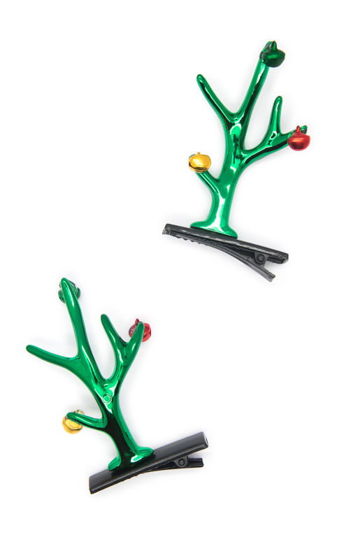 Новогодние заколки Рожки (1 пара) SF-7562, зеленый №10 - Больше подарков фото 3