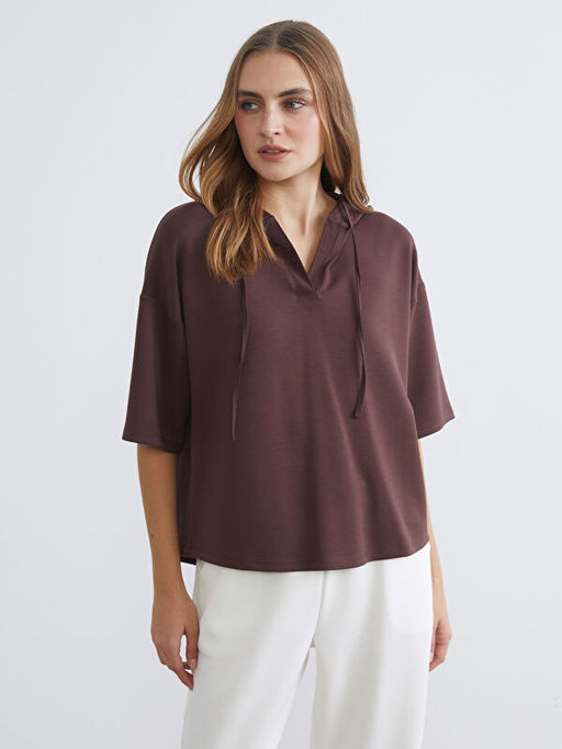 D?z K?sa Kollu Kad?n Hoodie