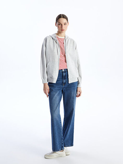 Kap??onlu Oversize Kad?n Fermuarl? Sweatshirt - Waikiki фото 2