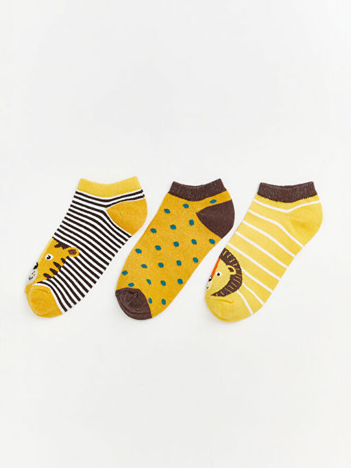 Desenli Erkek ?ocuk Patik ?orap 3l?