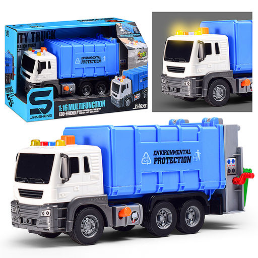Машина "Эко-мусоровоз" 1:16 (свет, звук) в коробке (цвет синий)