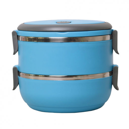 Ланч-бокс двойной 1400 мл 16,5*15*13,5 см пласт. корпус, внутр емкость нерж, арт. 2106