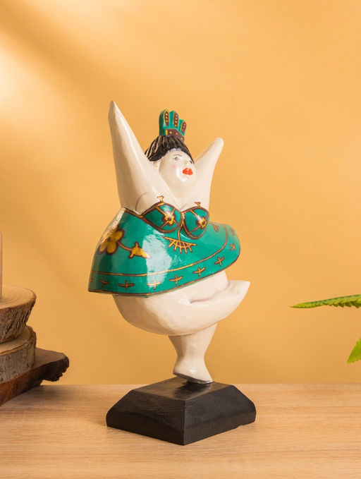 Фигурка на подставке «Балерина», 14×8×25 см, дерево, зелёная