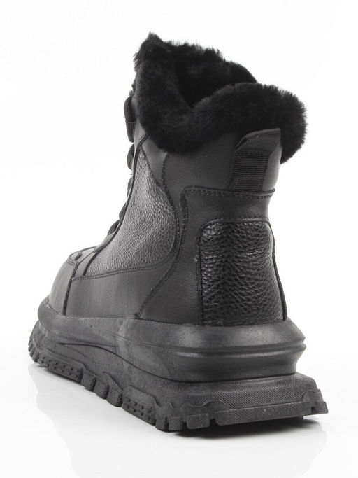 04-WG044-1M BLACK Кроссовки зимние женские (натуральная кожа, 100% шерсть)