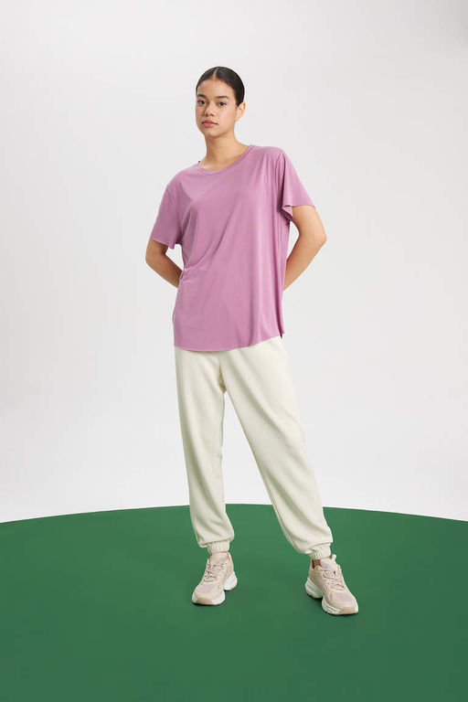 DeFactoFit Oversize модальная спортивная футболка с круглым вырезом и короткими рукавами  фото 2
