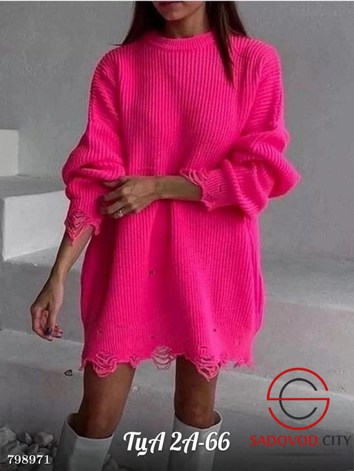 Туника оверсайз дырявый вязаный