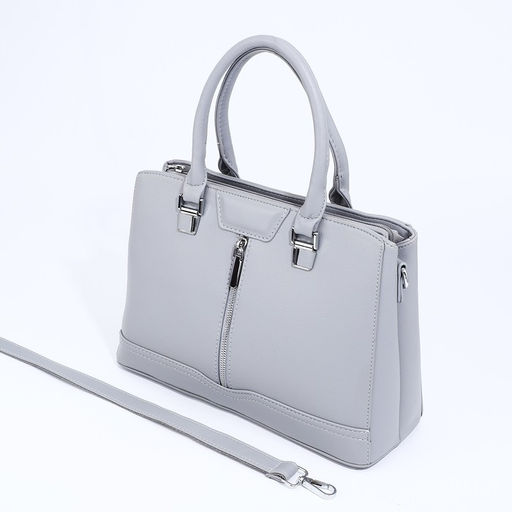 Сумка тоут на молнии, наружный карман, длинный ремень, цвет серый - Simaland фото 6