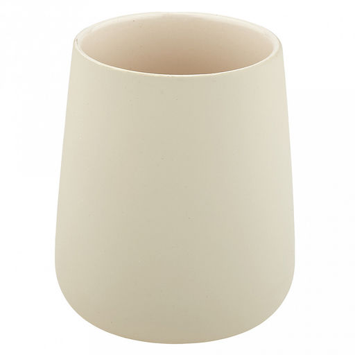 Набор для ванной "Эстетик" 3 предмета: дозатор для мыла 410мл; мыльница 11х8,6х2,2см; стакан для зубных щеток 410мл; фурнитура пластик, керамика, матовая глазурь, кремовый, в коробке (Китай)