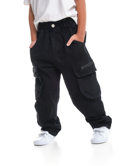Брюки карго для мальчика 33-91234 черный - Mini maxi фото 4