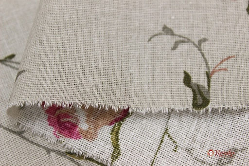 Бязь Зайцевские розочки на серо-бежевом (розовые бутоны), СОРТ2, ш.1.5м, хлопок-100%, 120гр/м.кв - Купава фото 3