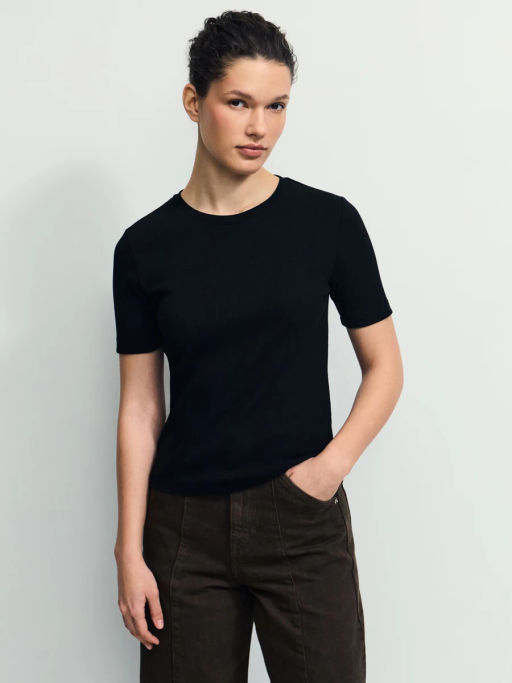 Базовая футболка в рубчик / Zarina  фото 3