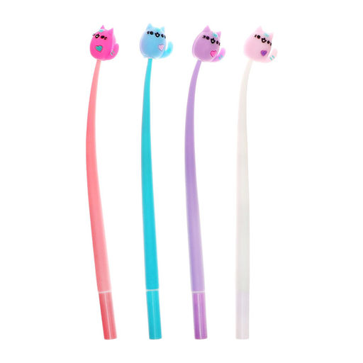 Цена за 48 шт. Ручка - прикол гелевая Котик, синий стержень, МИКС - Calligrata фото 2