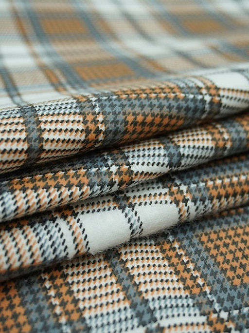 Фланель Клетка цв.орех/серый на белом, ш.1.5м, хлопок-100%, 150гр/м.кв - Купава фото 7