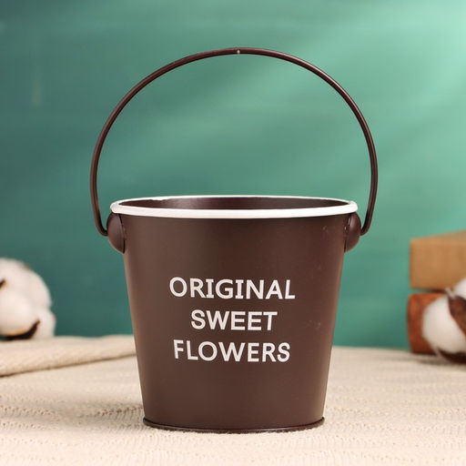 Цена за 2 шт. Кашпо - ведёрко Original Sweet Flowers, 600 мл, металл, коричневое - Take it easy фото 2