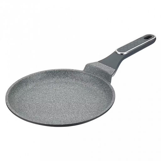 Сковорода блинная с антипригарным покрытием Denim д20см, s4мм, индукционное дно д16см, s1,5мм, литой алюминий, 2-х слойное антипригарное покрытие WISTONE с эффектом гранитной крошки, бакелитовая ручка с покрытием soft-touch, Regent (Китай) Подх