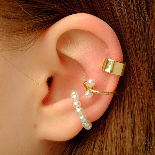 Набор серьги и кафф Настроение, жемчуг, цвет белый в золоте - Queen fair фото 2