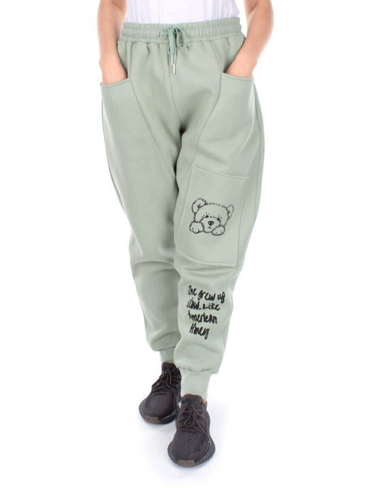 5663 MENTHOL Брюки спортивные женские с начесом (50% хлопок, 50% полиэстер) - Фабричный китай фото 2