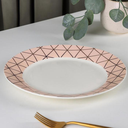 Тарелка фарфоровая обеденная Доляна Золотая нить, d=25,3 см фото 2