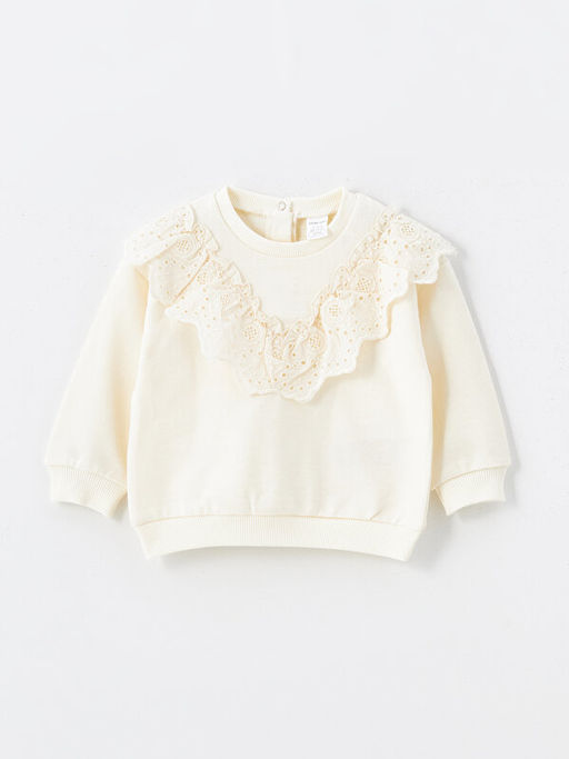 Bisiklet Yaka Uzun Kollu Nak??l? K?z Bebek Sweatshirt ve Tayt 2li Tak?m - Waikiki фото 2