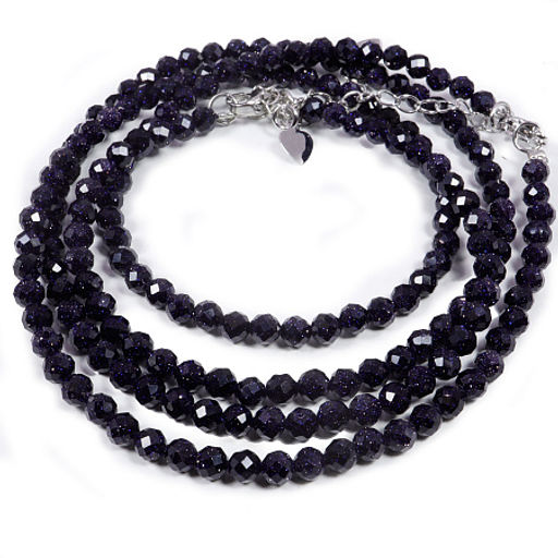 Бусы из камня Синий авантюрин алмазная огранка 4мм 38см удача, победа, везение, богатство