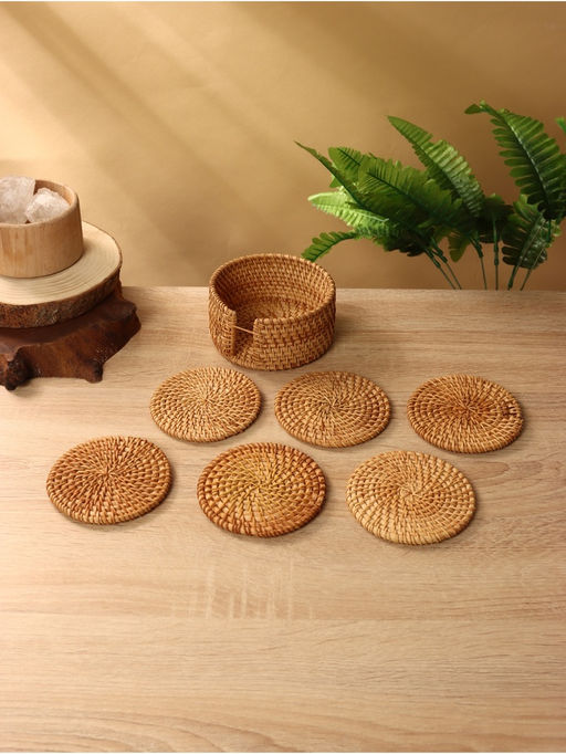 Подставка под горячее, 10 см, набор 6 шт., ротанг