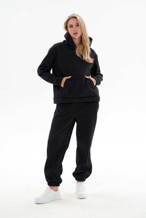 Костюм женский из футера 3х нит.начес Вектор черный - Амадэль фото 10