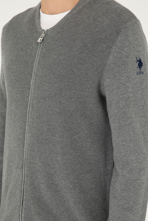 Мужской серый меланжевый базовый трикотажный кардиган - U.s. polo assn фото 7