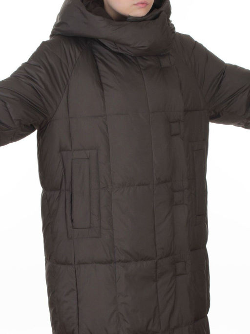 8892 GRAY/BROWN Пальто зимнее женское (200 гр. холлофайбер)