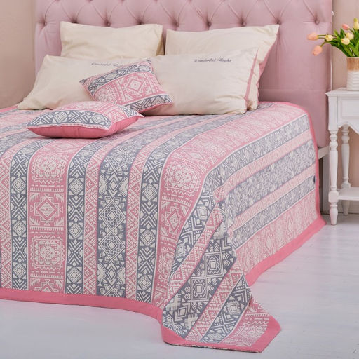 Покрывало хлопковое Этель Инди 180х2405 см, цвет серо-розовый, 100%хлопок, 300гр/м2  фото 3