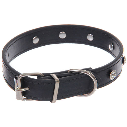 Цена за 3 шт. Ошейник для собак и кошек со стразами "На стиле", цвет черный, 2см, размер S, 28*30см (лейбл)