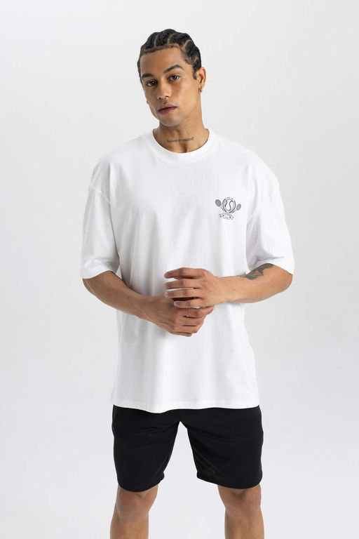 DeFactoFit Футболка Oversize с круглым вырезом и короткими рукавами с принтом на спине  фото 3