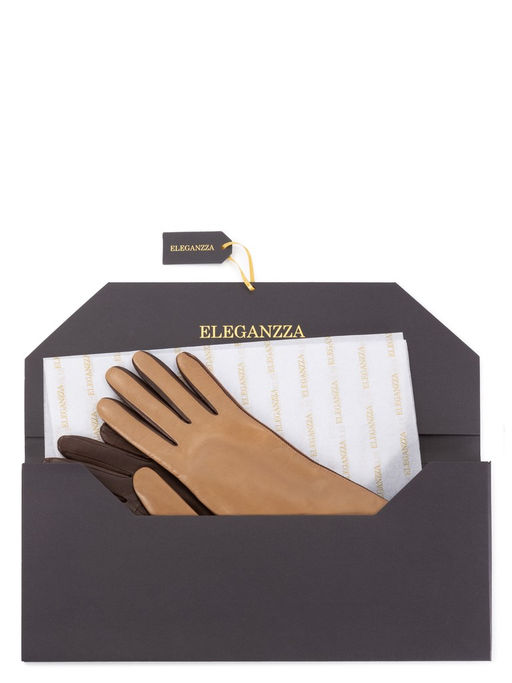 Перчатки женские ш+каш. TOUCH F-IS0065 taupe/d.brown - Eleganzza фото 7