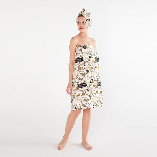 Набор для сауны Этель Девичник парео 80*144 см + чалма, вафля 200г/м2, 100% хл  фото 5