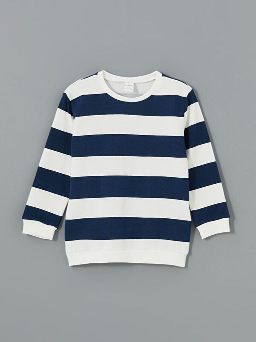 Bisiklet Yaka Bask?l? Kal?n Erkek ?ocuk Sweatshirt