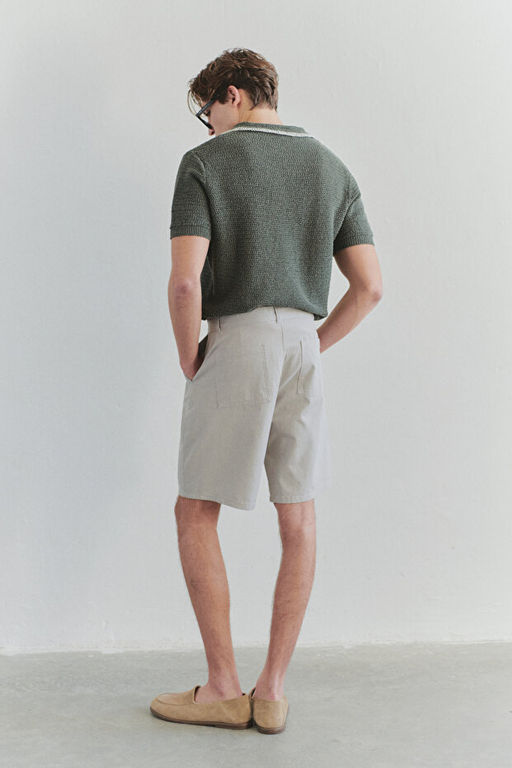 Erkek Ta_ Oversize Fit Gabardin Kemer Detayl_ _ort & Bermuda TMNSS25SR00025 - Trendyolmilla фото 2