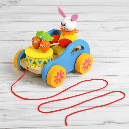 Каталка детская Животные с барабанами, на верёвке, МИКС - Simaland фото 2