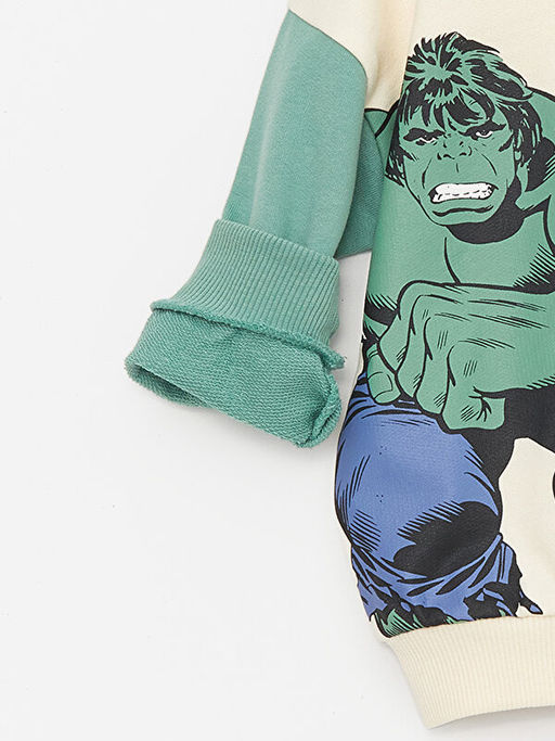 Bisiklet Yaka Uzun Kollu Hulk Bask?l? Erkek Bebek Sweatshirt - Waikiki фото 3