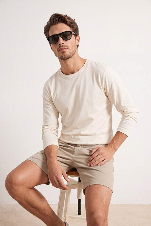 Bej D___k Omuz Regular Fit Wardrobe Essentials _nterlok %100 Pamuk Uzun Kol T-Shirt TMNAW27TS00001 - Trendyolmilla фото 2