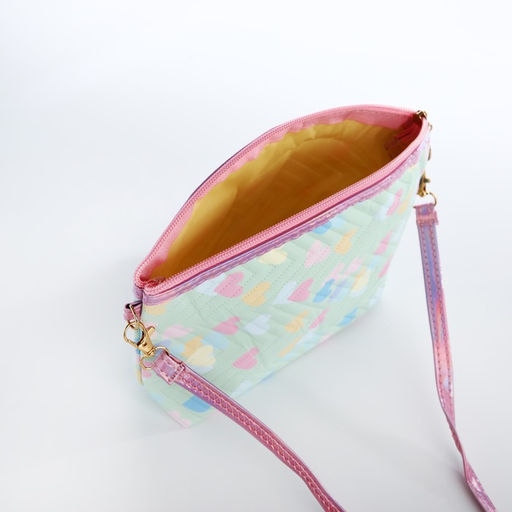 Сумка детская Сердца для девочки, на молнии, зелёная