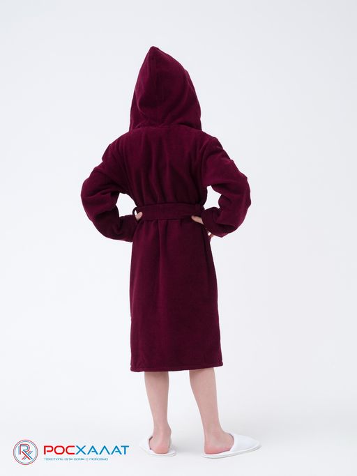 Детский махровый халат с капюшоном темно-бордовый МЗ-04 (122)