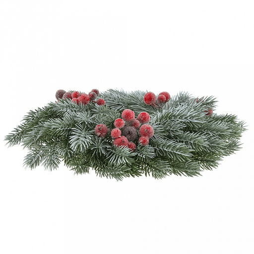 Декоративный венок "Елка с ягодой" д29см, пластик, зеленый патина (Россия)