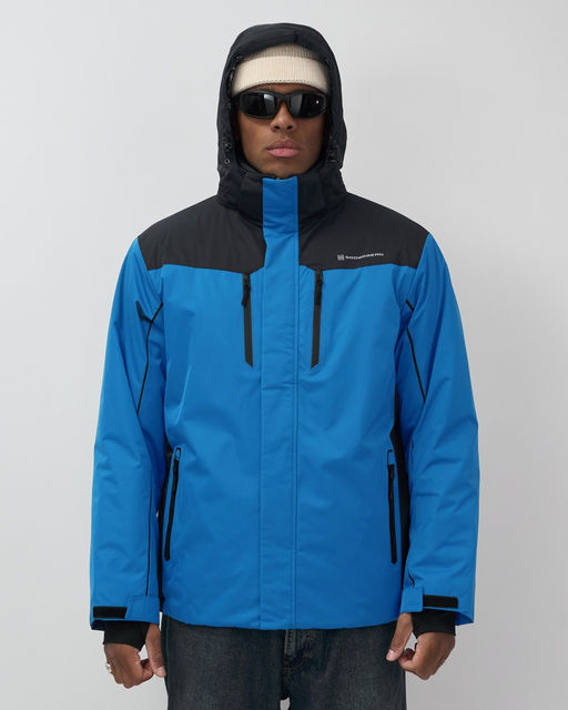 Горнолыжная куртка мужская зимняя голубого цвета 7611Gl