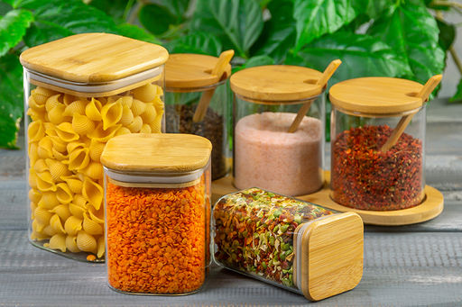 Банка д/хранения 450 мл 8*8*11 см Crystal glass + бамбуков.крышка с силикон. прокладкой, стекло - Elan gallery фото 5