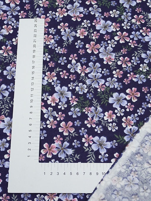 Фланель Маргарита (голубые/розовые цветочки), ш.1.5м, хлопок-100%, 180гр/м.кв - Купава фото 4