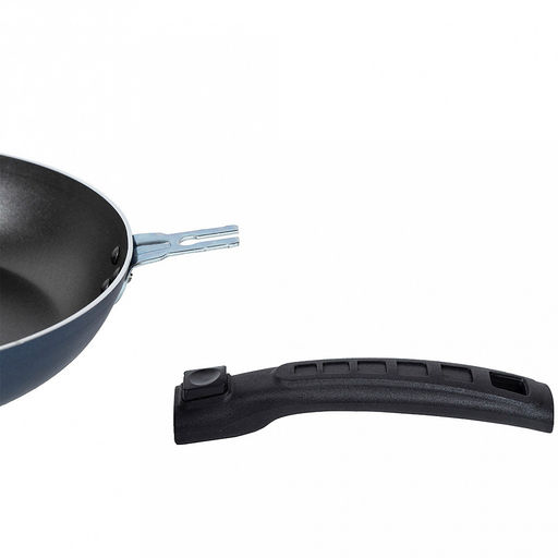 "Azure" Сковорода с антипригарным покрытием д22см "Сатин", h4,5см, s2мм, съемная бакелитовая ручка, синий (Россия)